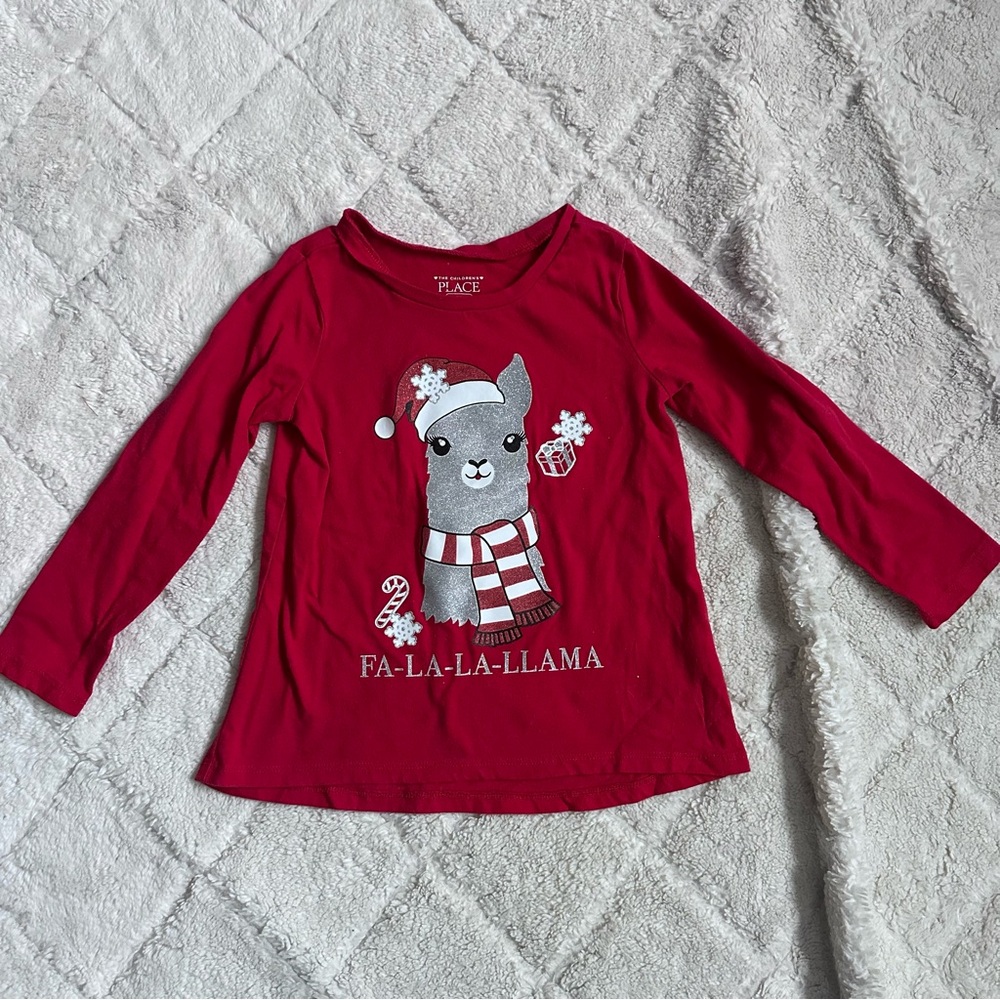 The Children's Place | Red Holiday Fa-La-La-Llama Christmas Top | Size 3T